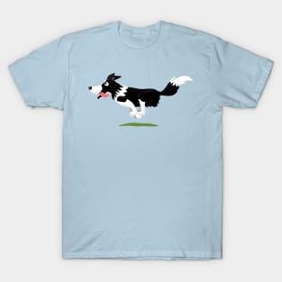 Funny Border Collie dog running cartoon T-Shirt